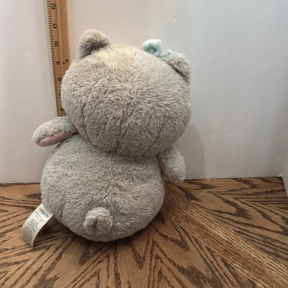 Lambs‎ & Ivy Sugar Cookie Sweet Owl 2 Aqua Pink Hearts Bow Gray White Plush RARE
